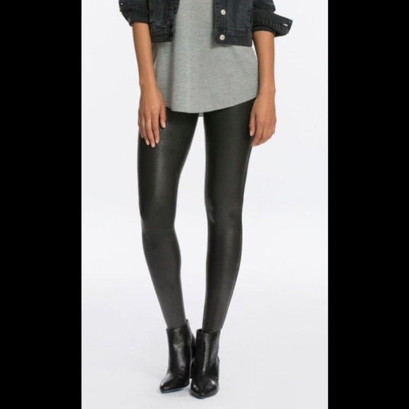 SPANX Faux Leather Black High Rise Leggings - Picture 2 of 7